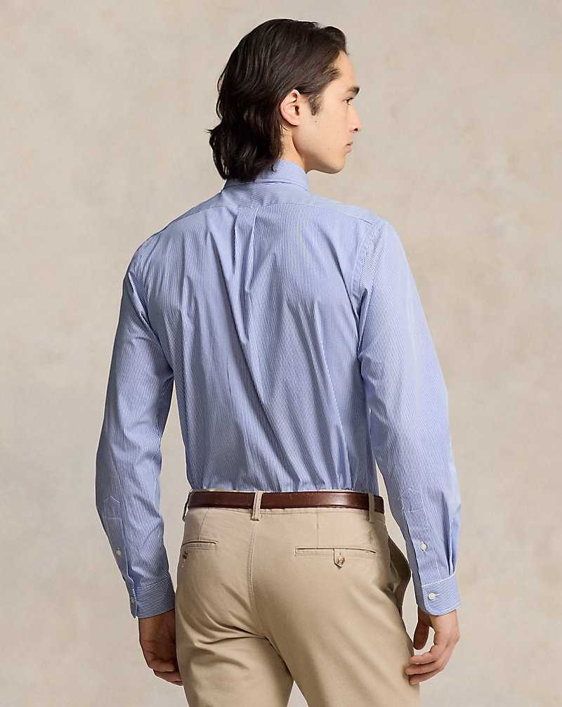 Camisas Ralph Lauren Slim Fit Striped Stretch Poplin Hombre Blue/White Hairline | NSVMBAZ-51 - vista 4