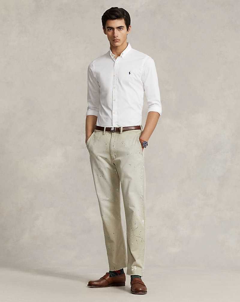 Camisas Ralph Lauren Slim Fit Twill Hombre Blancos | BTXGJZN-56 - vista 3