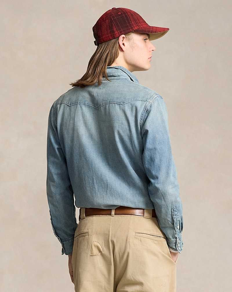 Camisas Ralph Lauren Slub Denim Western Hombre RL Western | FWUYJME-50 - vista 4