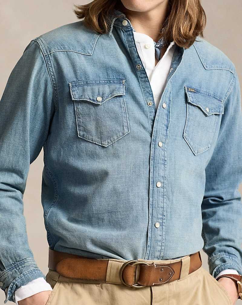 Camisas Ralph Lauren Slub Denim Western Hombre RL Western | FWUYJME-50 - vista 5