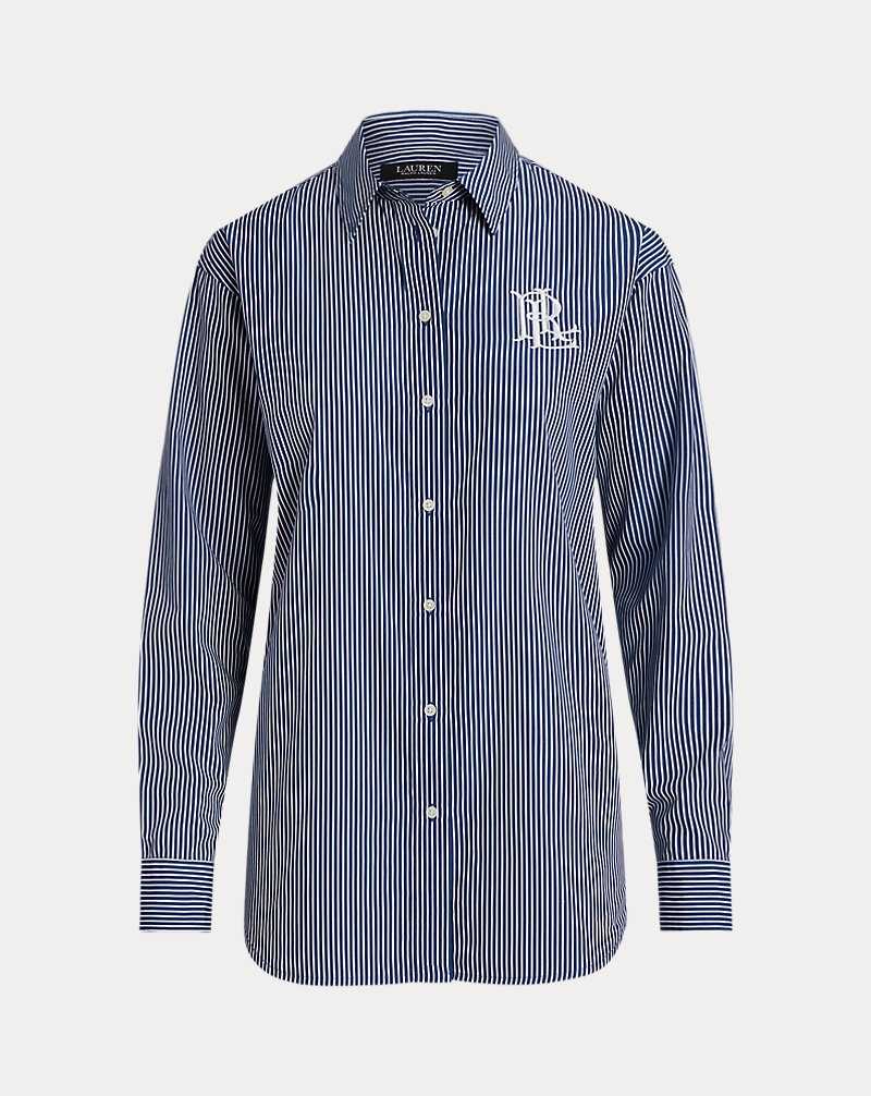 Camisas Ralph Lauren Striped Cotton Broadcloth Mujer Azules | OTVXICM-65 - vista 2