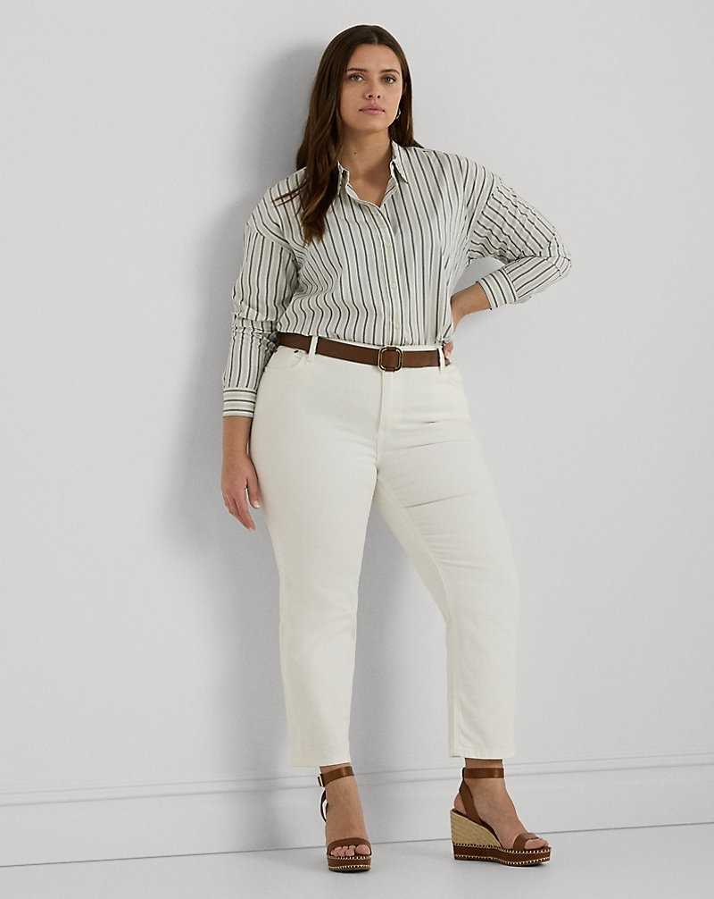 Camisas Ralph Lauren Striped Cotton Broadcloth Mujer Blue/White | ZWVGEBF-85 - vista 3