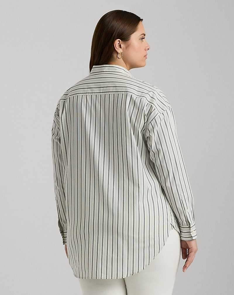Camisas Ralph Lauren Striped Cotton Broadcloth Mujer Blue/White | ZWVGEBF-85 - vista 4