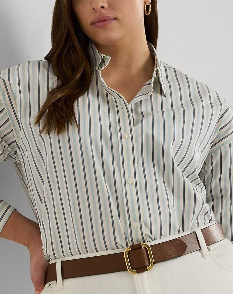 Camisas Ralph Lauren Striped Cotton Broadcloth Mujer Blue/White | ZWVGEBF-85 - vista 5