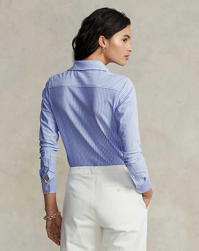 Camisas Ralph Lauren Striped Knit Oxford Mujer Azules Rayas | OKNSMYZ-05 - vista 4