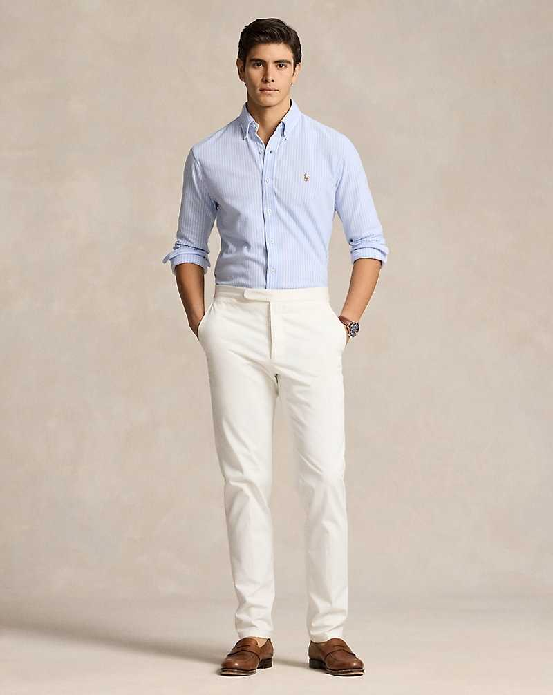 Camisas Ralph Lauren Striped Knit Oxford Hombre Dress Shirt Blue/White | OYECUKS-42 - vista 3