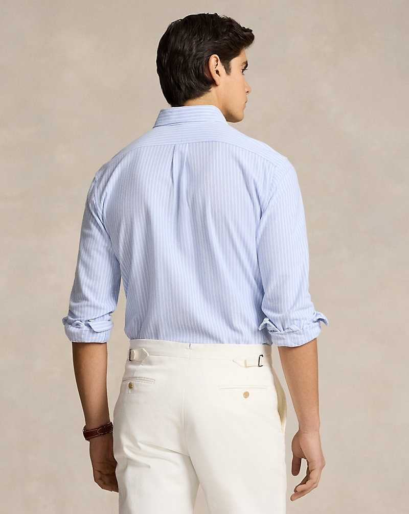 Camisas Ralph Lauren Striped Knit Oxford Hombre Dress Shirt Blue/White | OYECUKS-42 - vista 4