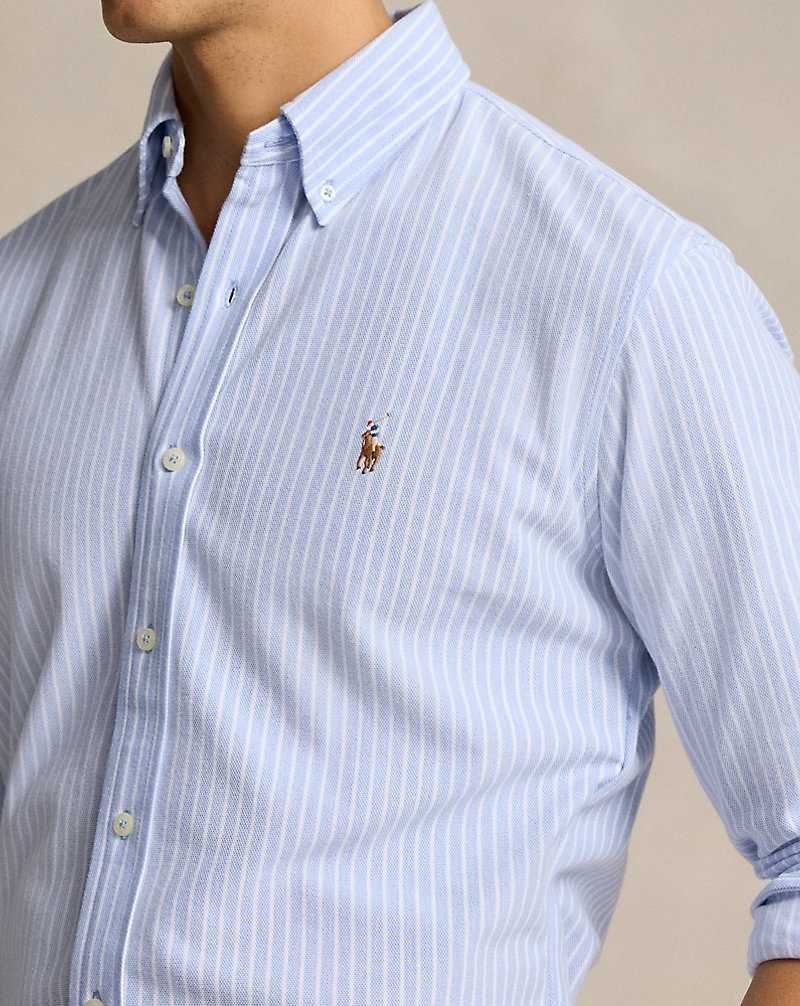 Camisas Ralph Lauren Striped Knit Oxford Hombre Dress Shirt Blue/White | OYECUKS-42 - vista 5