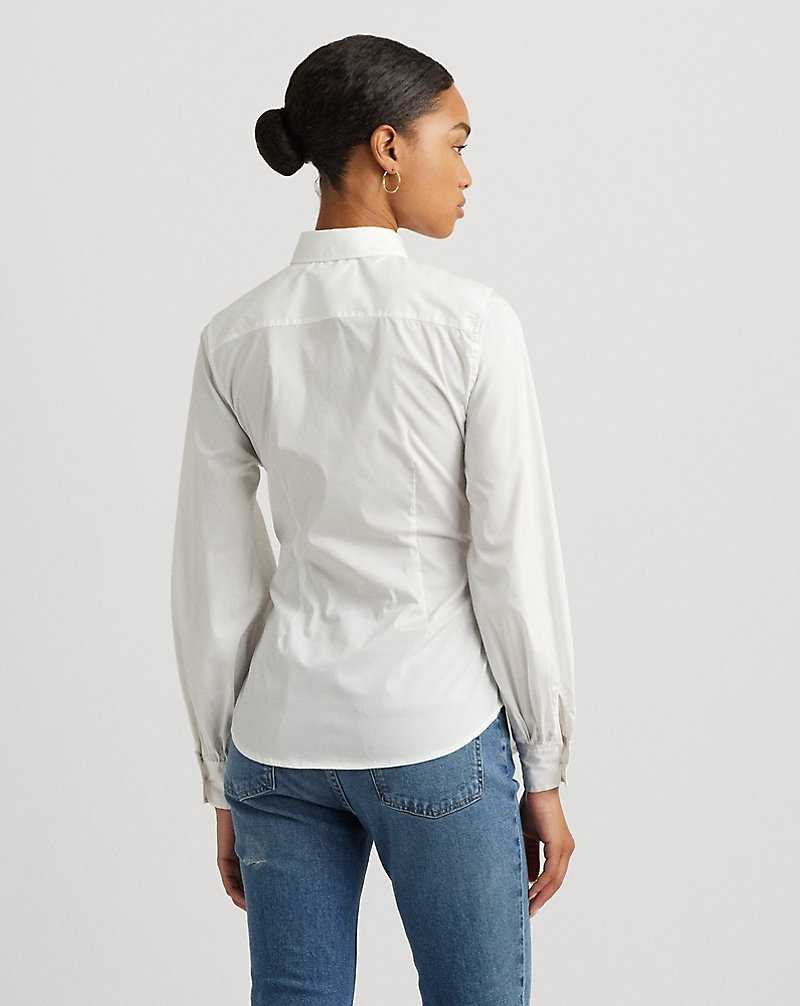 Camisas Ralph Lauren Tie-Front Cotton-Blend Mujer Blancos | KGRQOJS-90 - vista 4