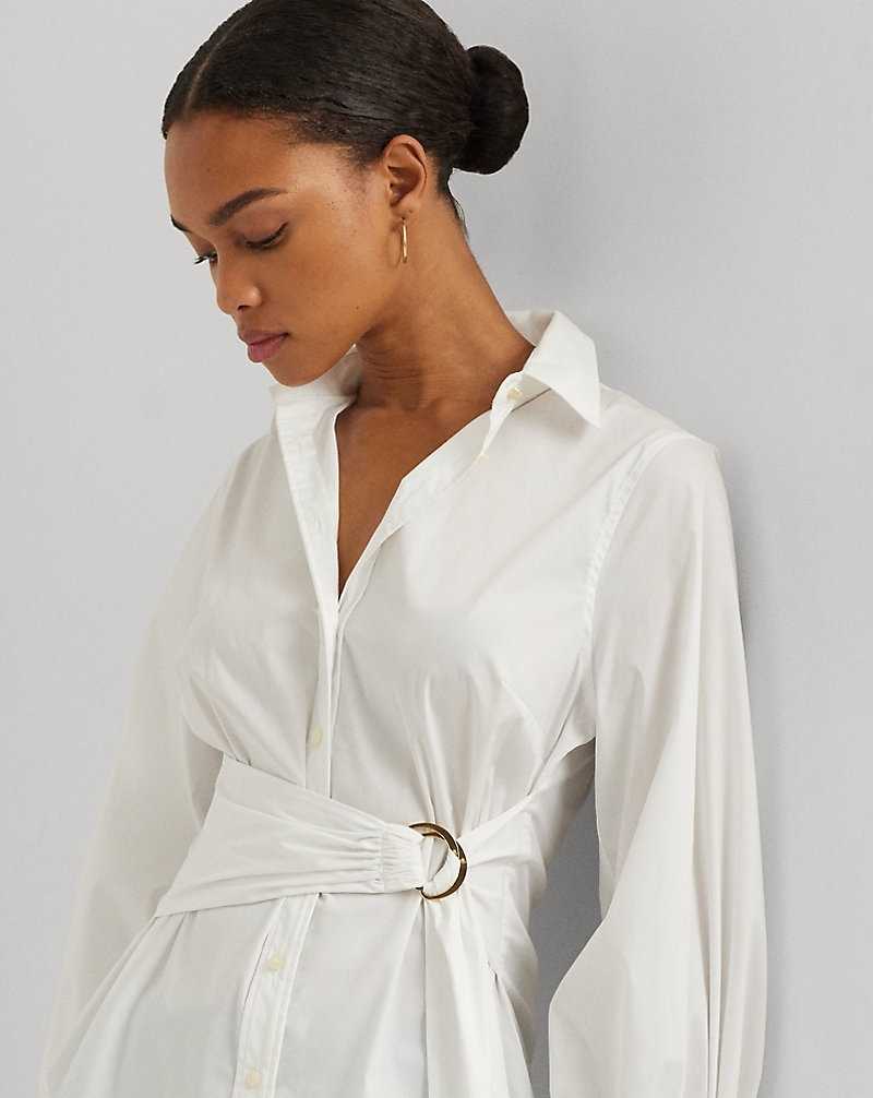 Camisas Ralph Lauren Tie-Front Cotton-Blend Mujer Blancos | KGRQOJS-90 - vista 5
