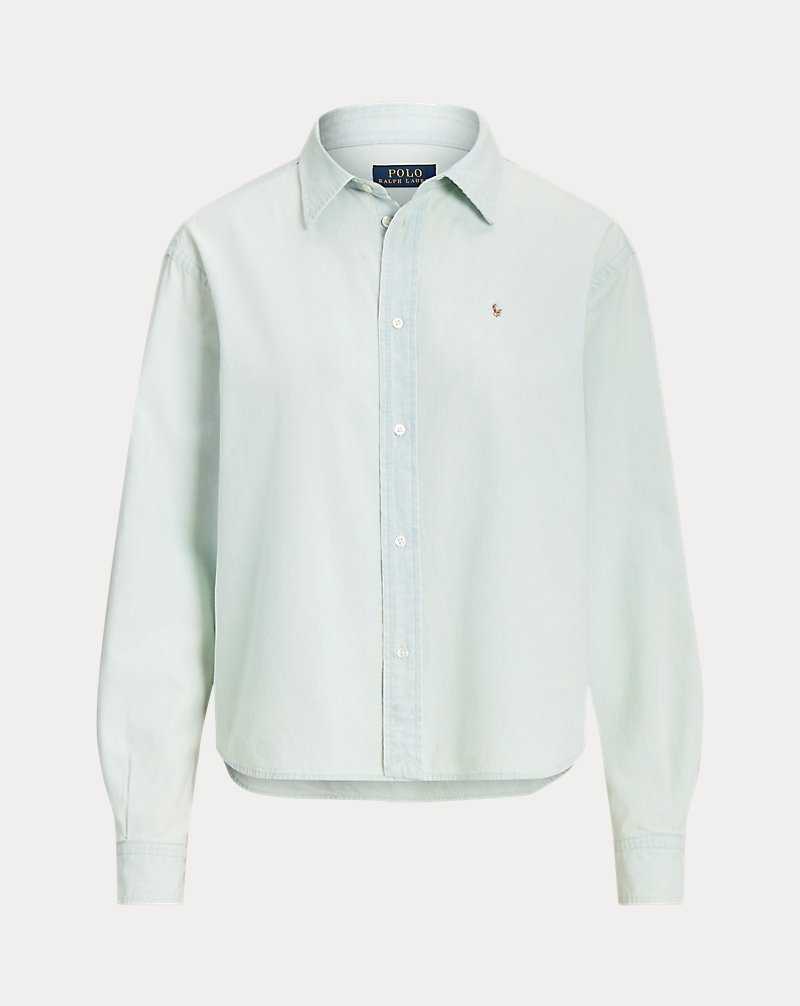 Camisas Ralph Lauren Wide Cropped Chambray Mujer Chambray | KSXRHWL-91 - vista 2