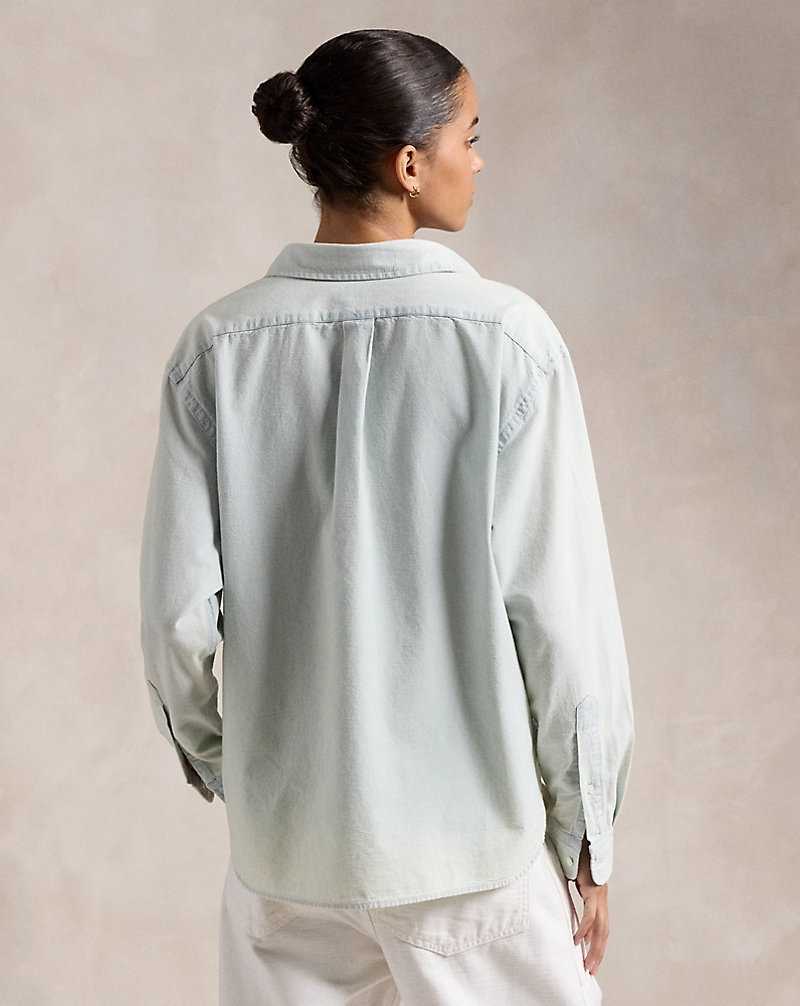 Camisas Ralph Lauren Wide Cropped Chambray Mujer Chambray | KSXRHWL-91 - vista 5