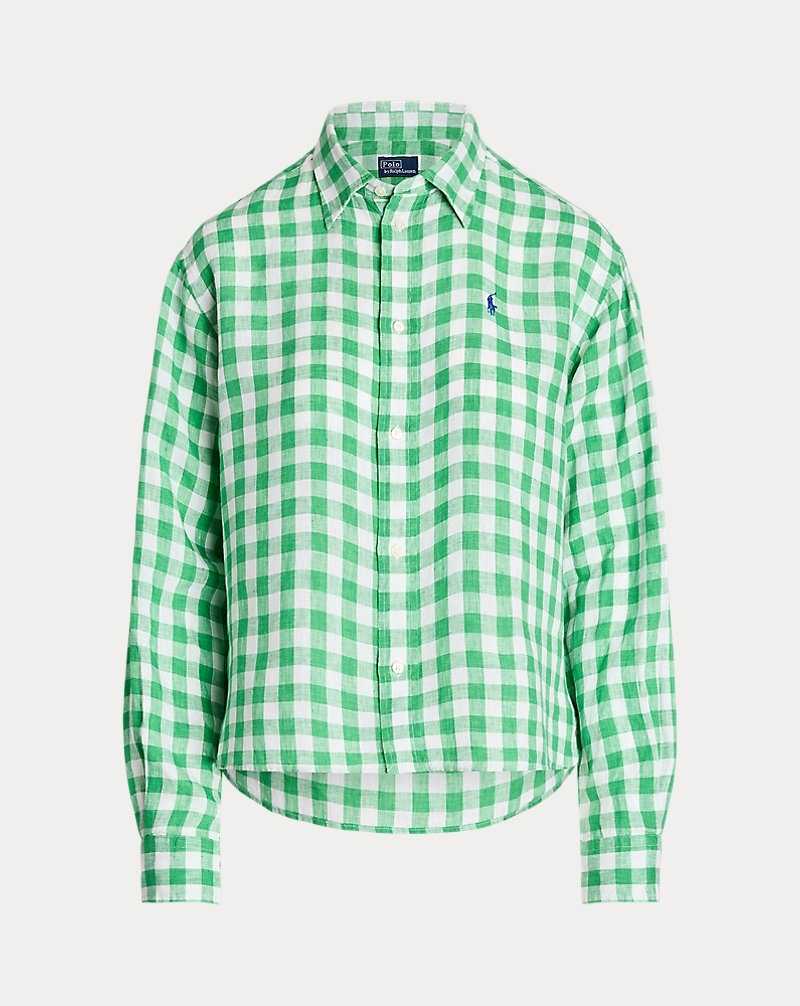 Camisas Ralph Lauren Wide Cropped Gingham Linen Mujer 1721c Vineyard Green/whit | WPZRBAI-41 - vista 2