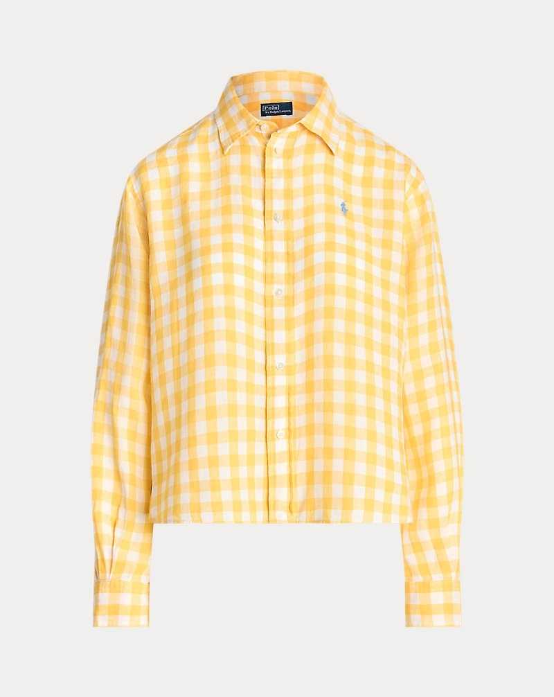 Camisas Ralph Lauren Wide Cropped Gingham Linen Mujer 1721d Collegiate Yellow/w | WTPCRBX-83 - vista 2