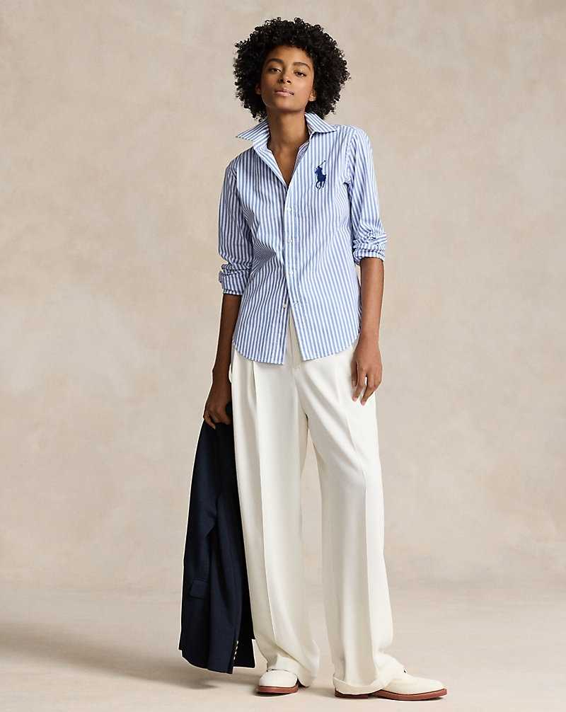 Camisas Ralph Lauren Wimbledon Classic Fit Umpire Mujer 5035 Blue/White | FQNIPZJ-09 - vista 3