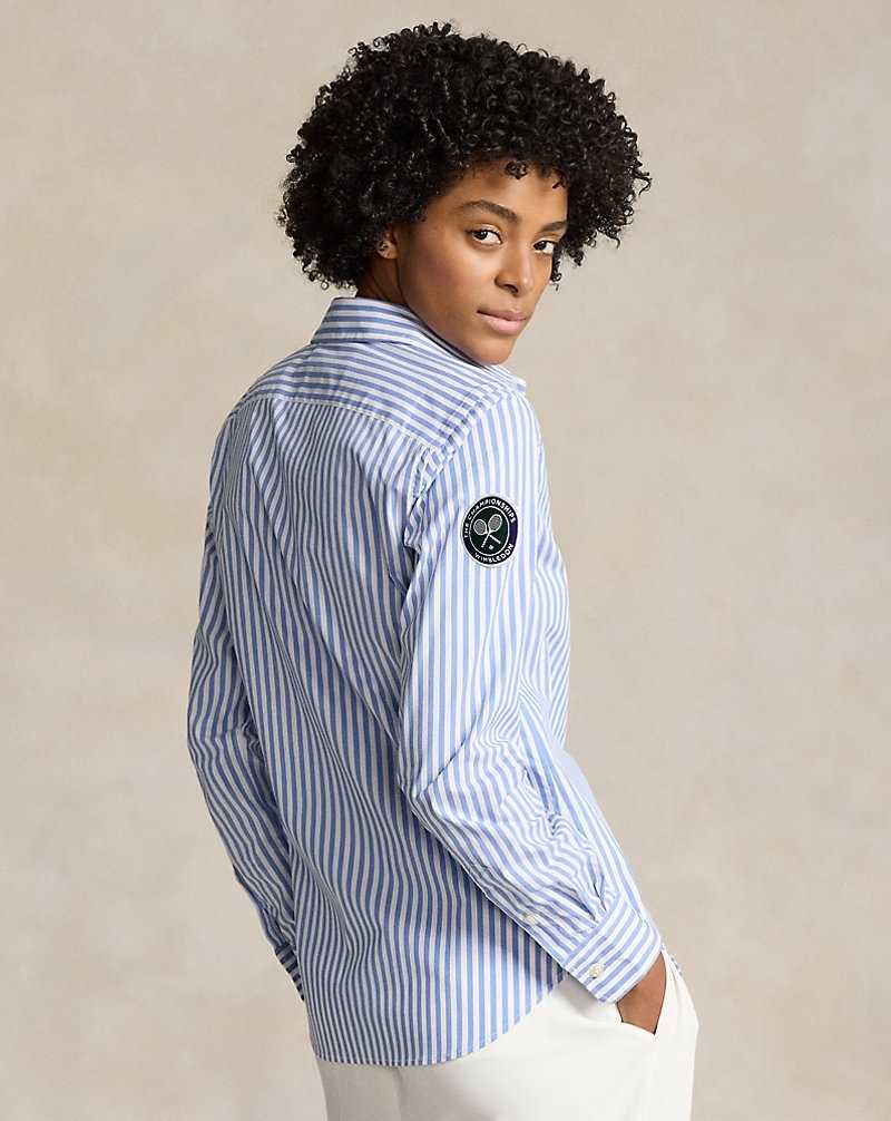 Camisas Ralph Lauren Wimbledon Classic Fit Umpire Mujer 5035 Blue/White | FQNIPZJ-09 - vista 4
