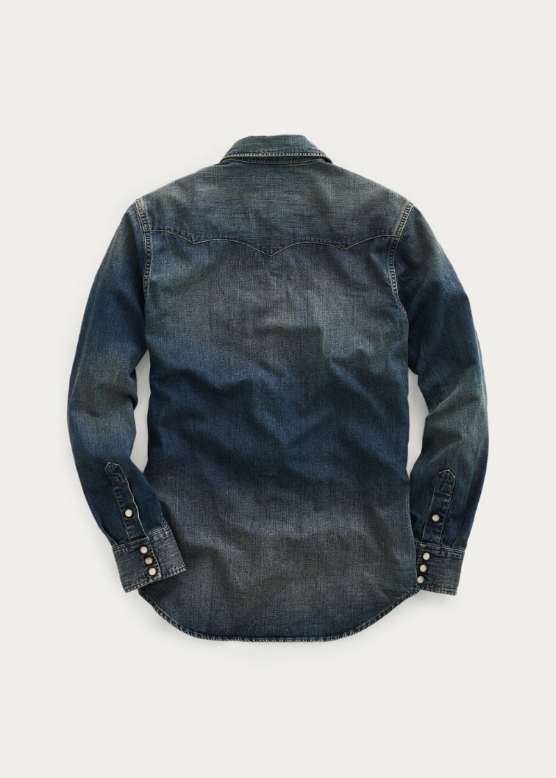 Camisas informales y Camisas Vestir Slim Fit Denim Western Shirt Hombre Azules | ZRPN82603 - vista 2