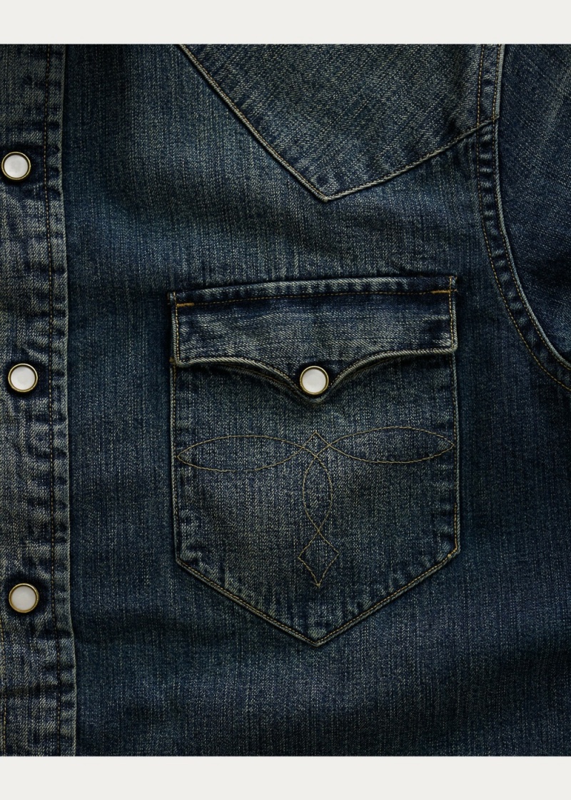 Camisas informales y Camisas Vestir Slim Fit Denim Western Shirt Hombre Azules | ZRPN82603 - vista 3