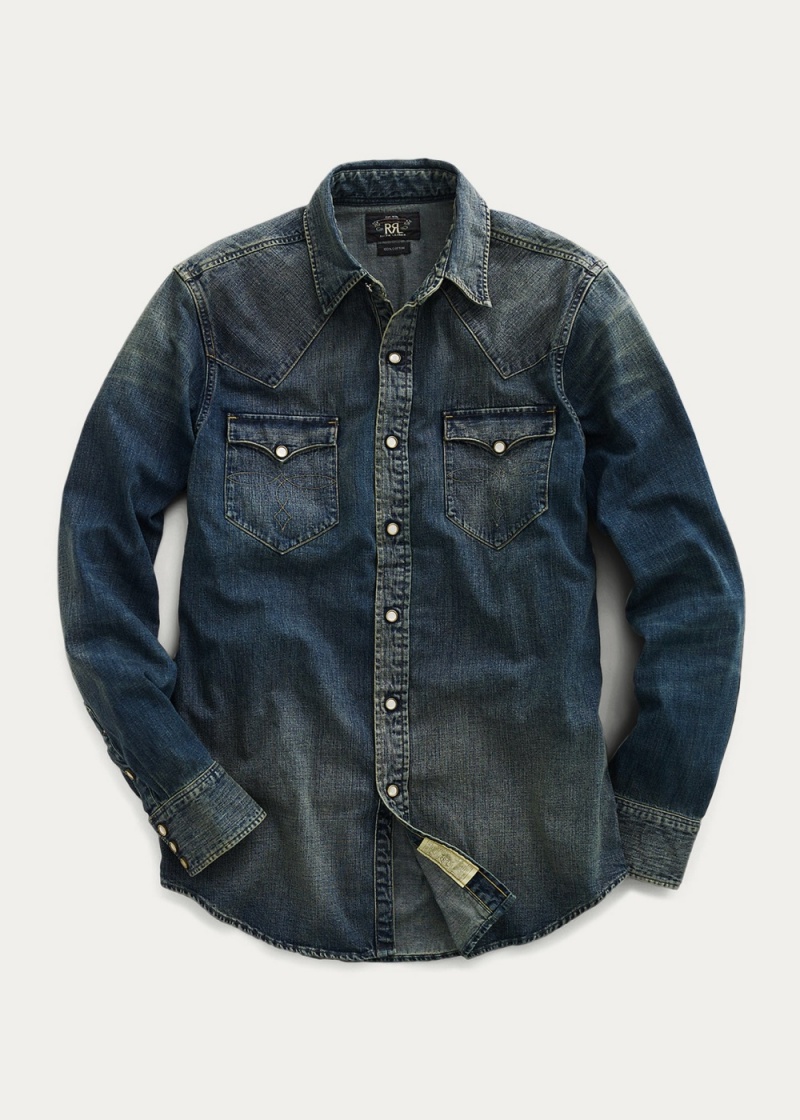 Camisas informales y Camisas Vestir Slim Fit Denim Western Shirt Hombre Azules | ZRPN82603 - vista 1