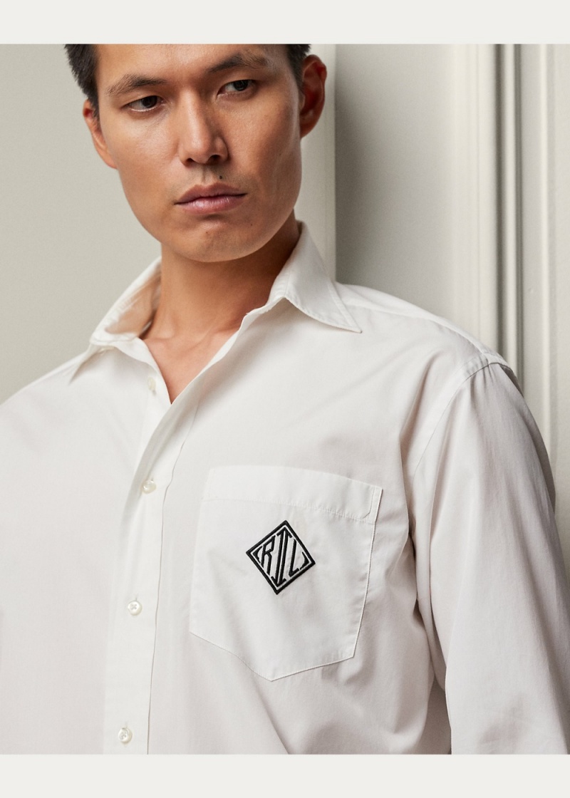 Camisas informales y Camisas Vestir Relaxed Monogram Poplin Shirt Hombre Blancos | OVYR27531 - vista 2