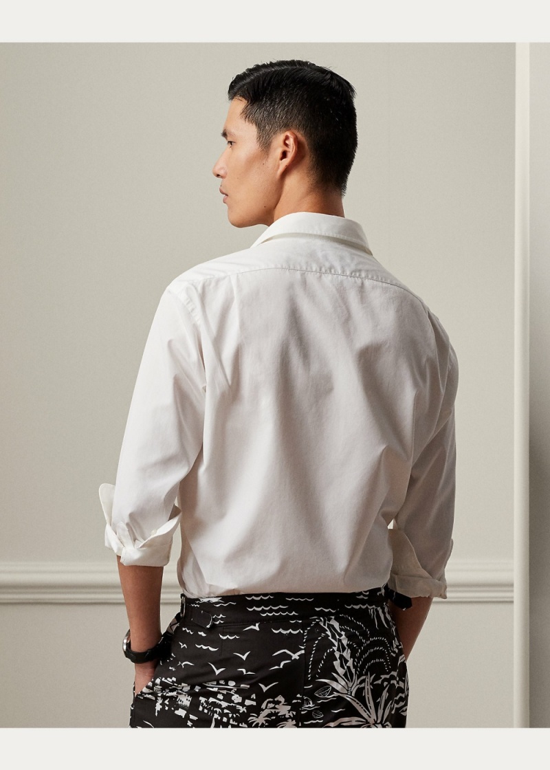 Camisas informales y Camisas Vestir Relaxed Monogram Poplin Shirt Hombre Blancos | OVYR27531 - vista 6