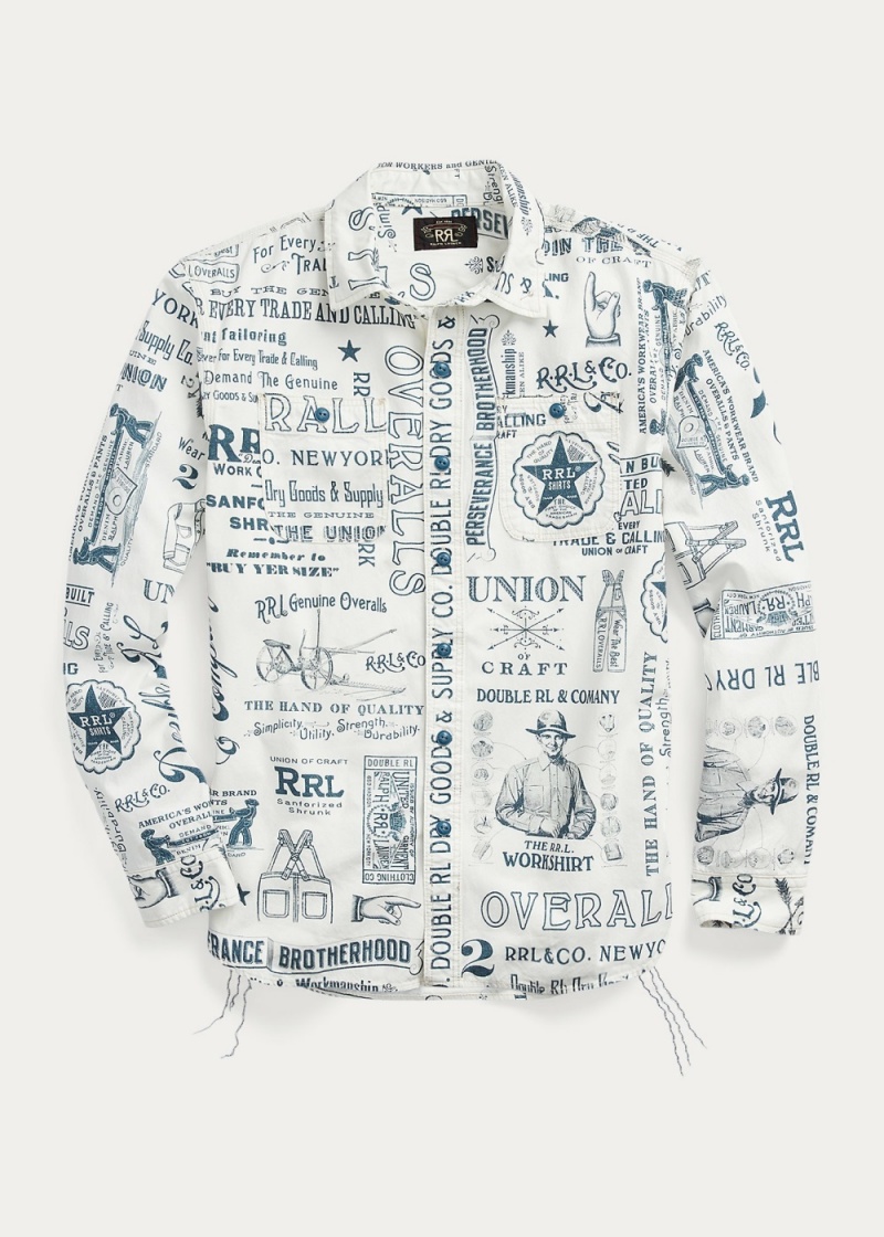 Camisas informales y Camisas Vestir Poplin Estampados Workshirt Hombre Azules | AKOI67204 - vista 1