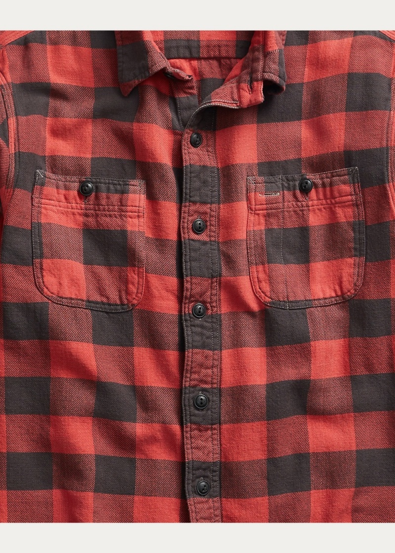 Camisas informales y Camisas Vestir Plaid Twill Workshirt Hombre Negros | MHTB78290 - vista 3