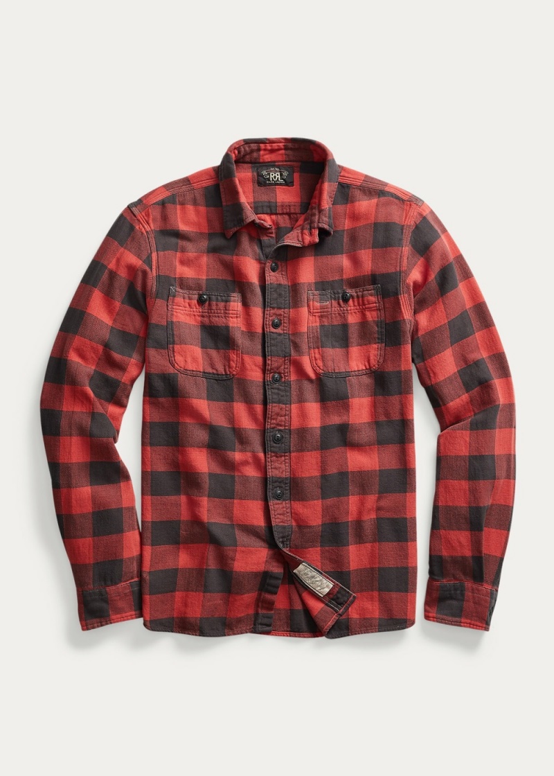 Camisas informales y Camisas Vestir Plaid Twill Workshirt Hombre Negros | MHTB78290 - vista 1