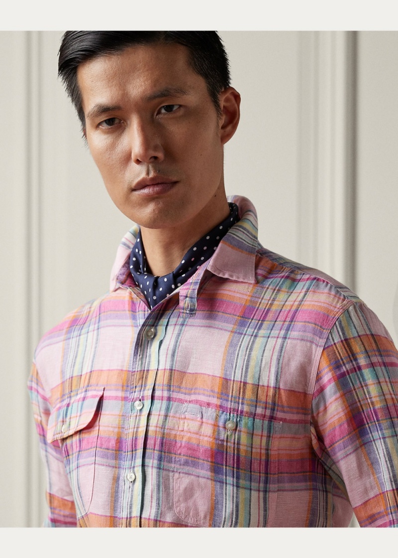 Camisas informales y Camisas Vestir Plaid Linen Shirt Hombre Multicolor | PMXN53216 - vista 2