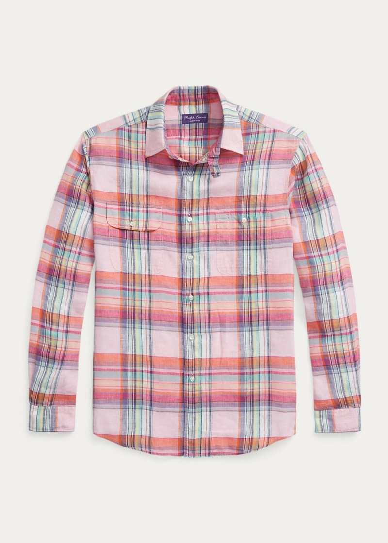 Camisas informales y Camisas Vestir Plaid Linen Shirt Hombre Multicolor | PMXN53216 - vista 4