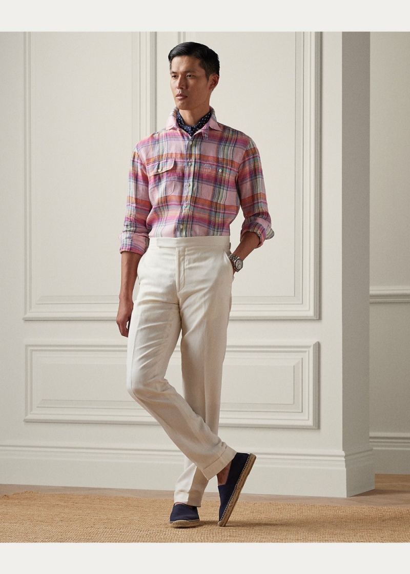 Camisas informales y Camisas Vestir Plaid Linen Shirt Hombre Multicolor | PMXN53216 - vista 5