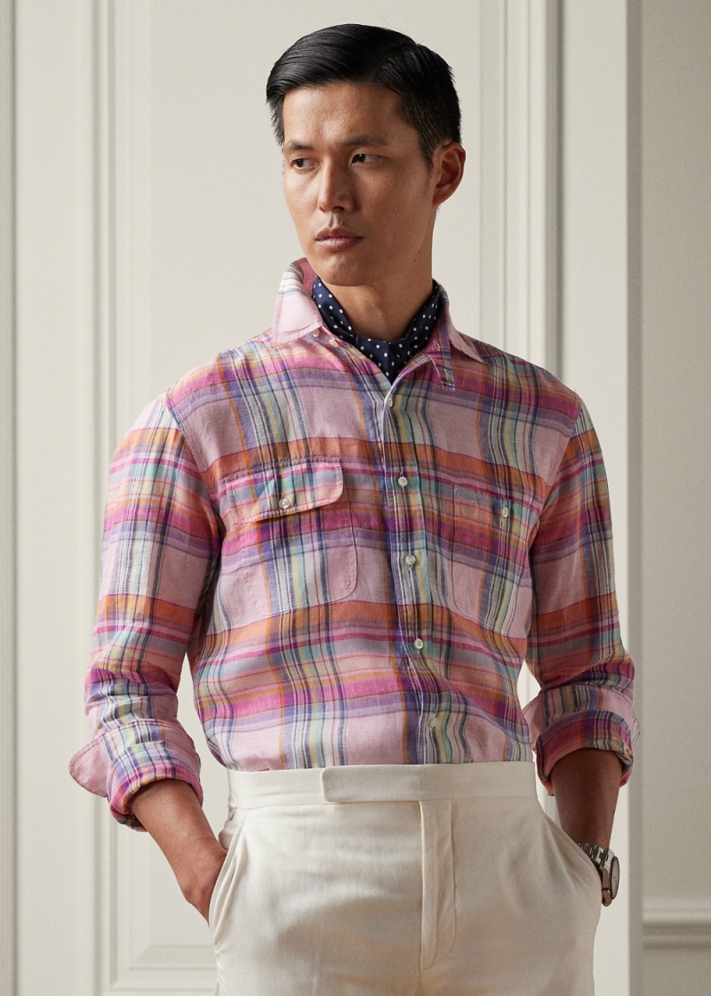 Camisas informales y Camisas Vestir Plaid Linen Shirt Hombre Multicolor | PMXN53216 - vista 1