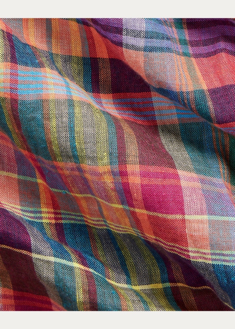 Camisas informales y Camisas Vestir Plaid Linen Popover Shirt Hombre Multicolor | OLRU97042 - vista 3
