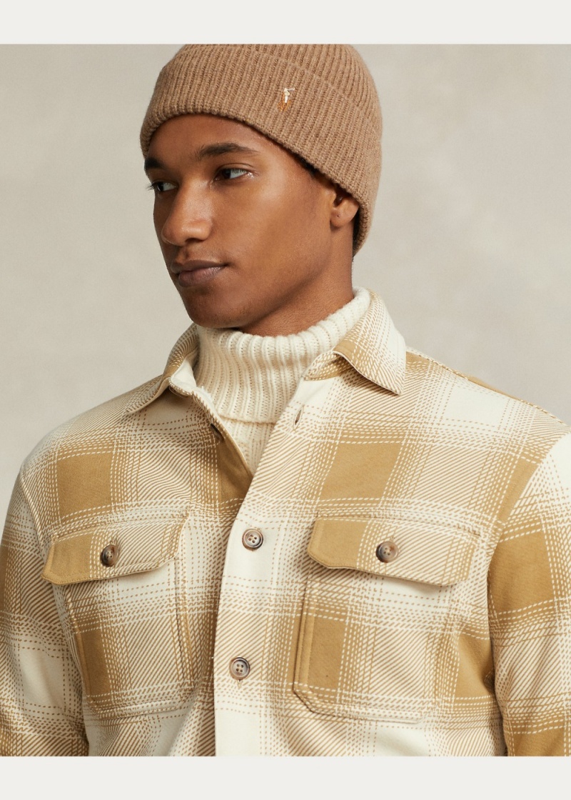 Camisas informales y Camisas Vestir Plaid Fleece Shirt Jackets Hombre Marrom | XCYH96458 - vista 3