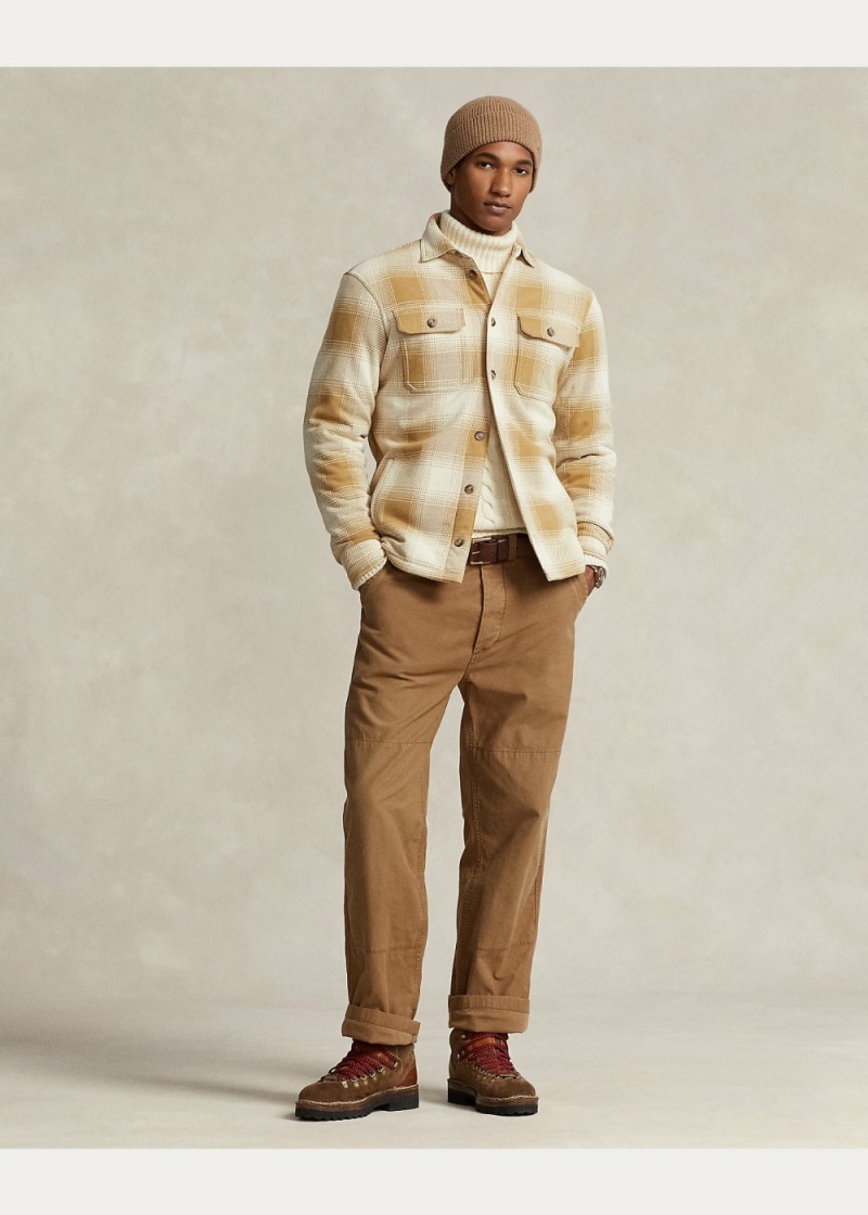 Camisas informales y Camisas Vestir Plaid Fleece Shirt Jackets Hombre Marrom | XCYH96458 - vista 5