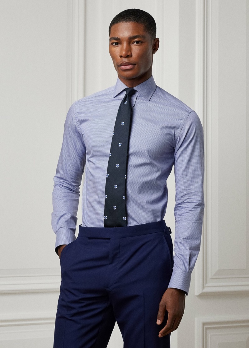 Camisas informales y Camisas Vestir Mini-Houndstooth Shirt Hombre Azules | SHPQ08542 - vista 1