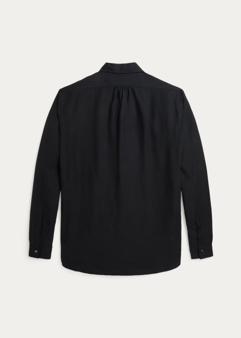 Camisas informales y Camisas Vestir Lunar New Year Silk-Linen Popover Shirt Hombre Negros | BWSI93075 - vista 2