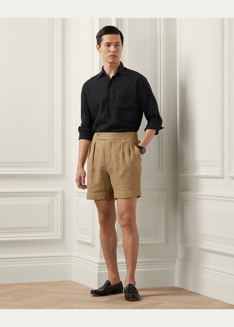 Camisas informales y Camisas Vestir Linen Monogram Popover Shirt Hombre Negros | PIDQ93482 - vista 2