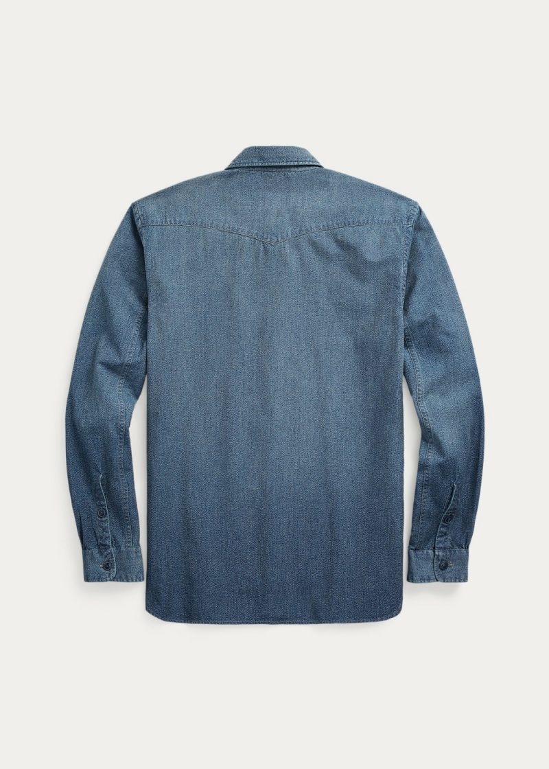 Camisas informales y Camisas Vestir Indigo Woven Workshirt Hombre Azules | EXOR95213 - vista 4