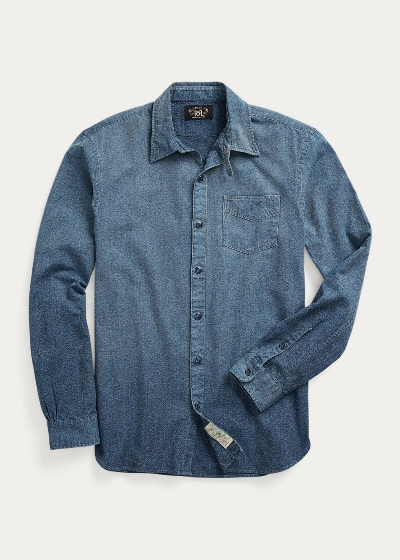 Camisas informales y Camisas Vestir Indigo Woven Workshirt Hombre Azules | EXOR95213 - vista 1