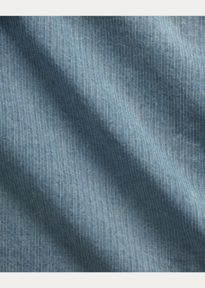 Camisas informales y Camisas Vestir Indigo Herringbone Twill Workshirt Hombre Azules | DYOG92075 - vista 3