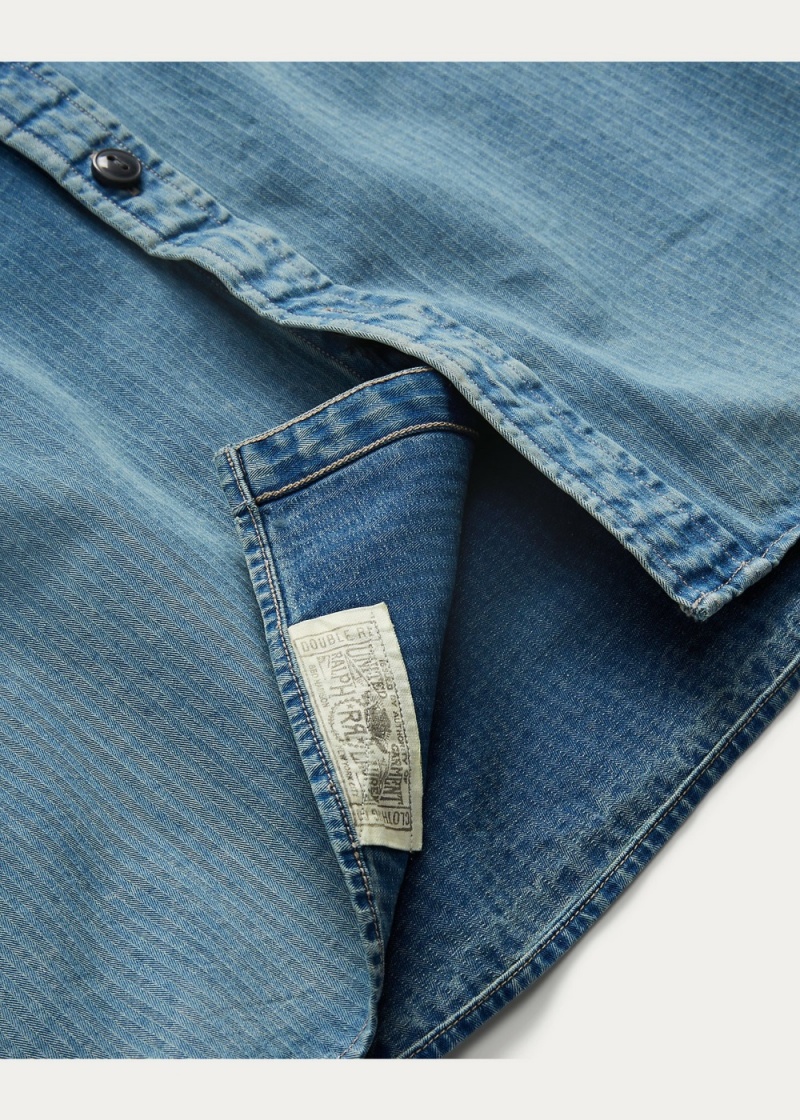 Camisas informales y Camisas Vestir Indigo Herringbone Twill Workshirt Hombre Azules | DYOG92075 - vista 6