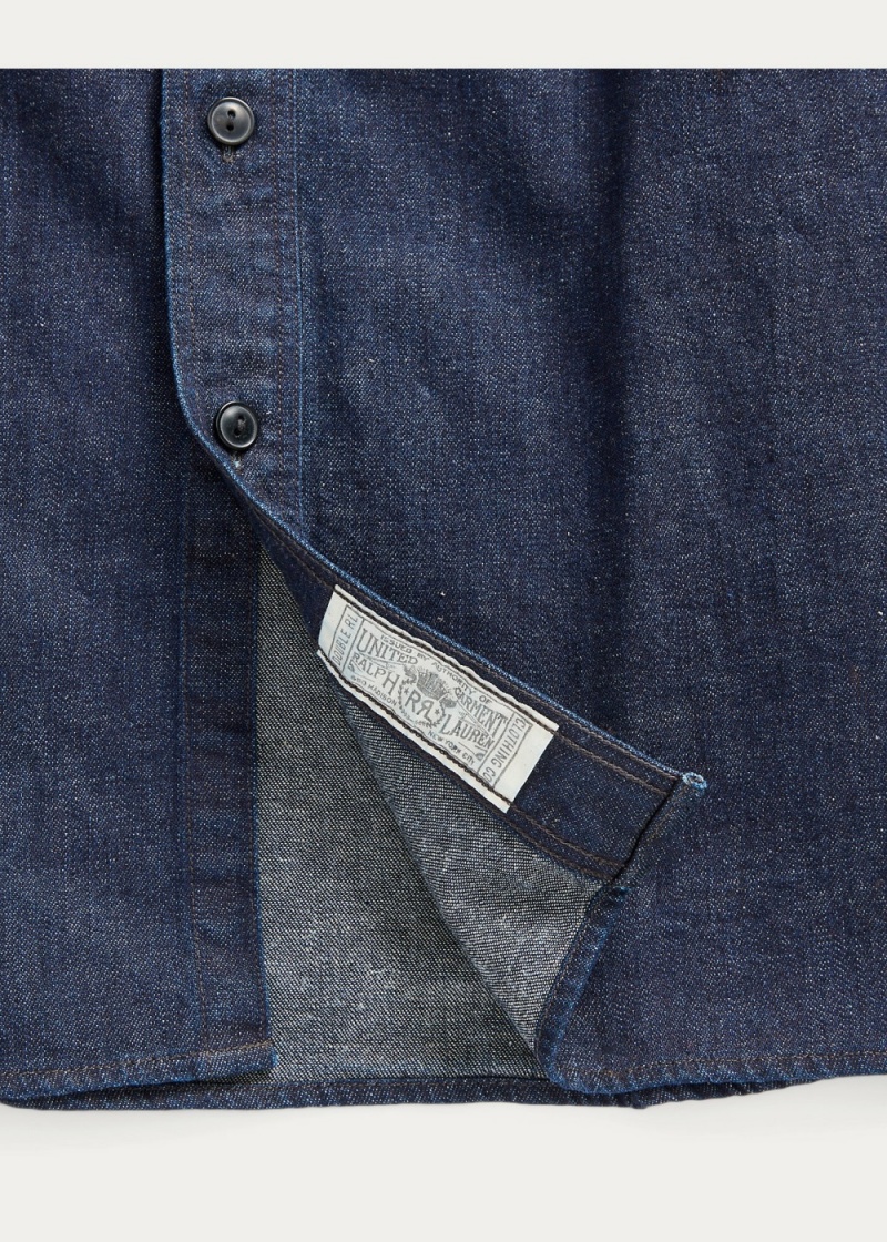 Camisas informales y Camisas Vestir Indigo Algodon-Linen Denim Workshirt Hombre Azules | RNIV06591 - vista 6