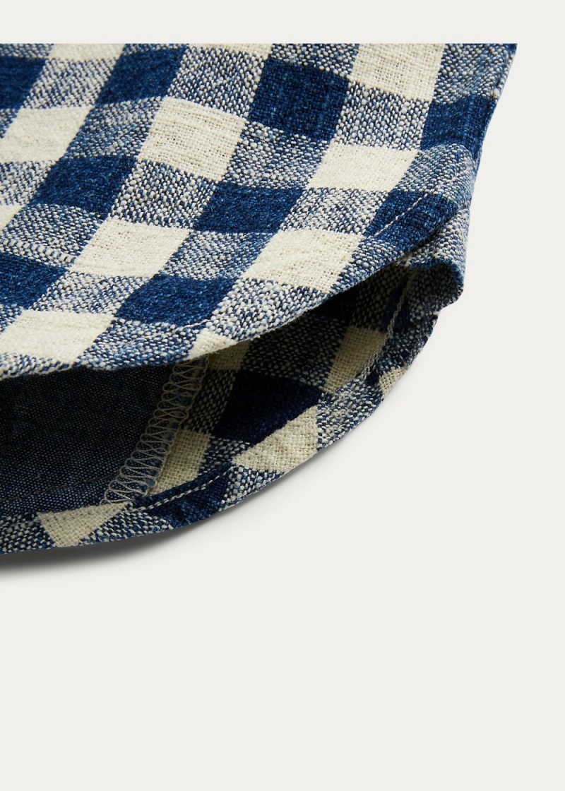 Camisas informales y Camisas Vestir Indigo Checked Linen-Algodon Workshirt Hombre Creme | KEGH32078 - vista 3