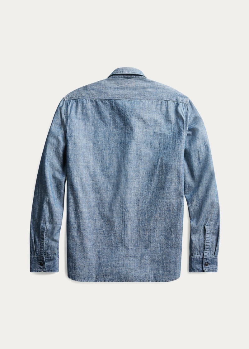 Camisas informales y Camisas Vestir Indigo Chambray Workshirt Hombre Negros | PBJN10567 - vista 2