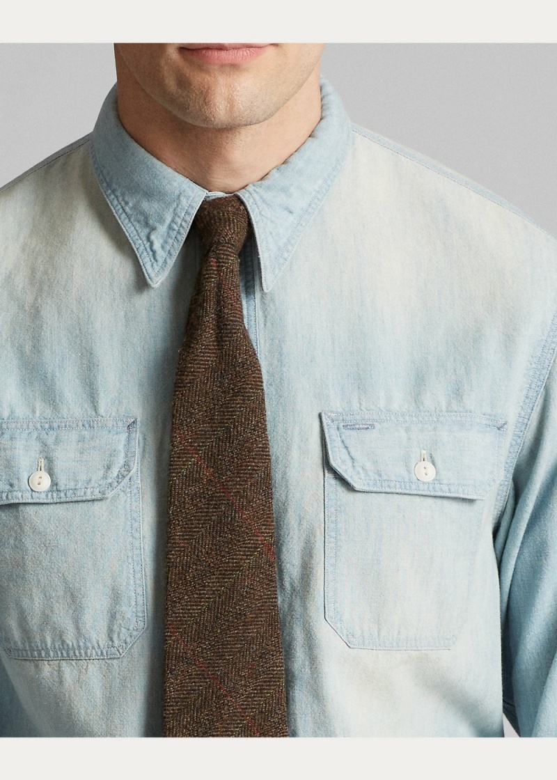 Camisas informales y Camisas Vestir Indigo Chambray Workshirt Hombre Azules | SIKA80569 - vista 5