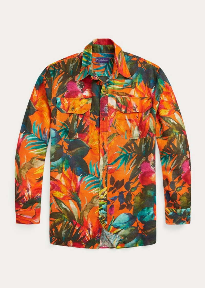Camisas informales y Camisas Vestir Floral-Print Linen Shirt Hombre Multicolor | LZBC71309 - vista 4