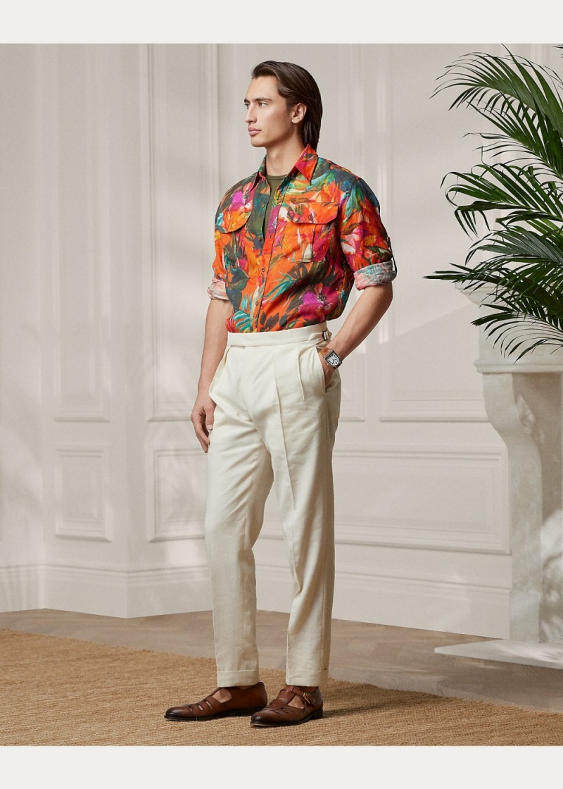Camisas informales y Camisas Vestir Floral-Print Linen Shirt Hombre Multicolor | LZBC71309 - vista 5