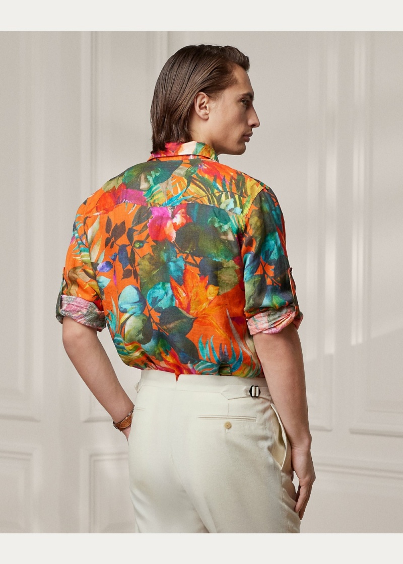 Camisas informales y Camisas Vestir Floral-Print Linen Shirt Hombre Multicolor | LZBC71309 - vista 6