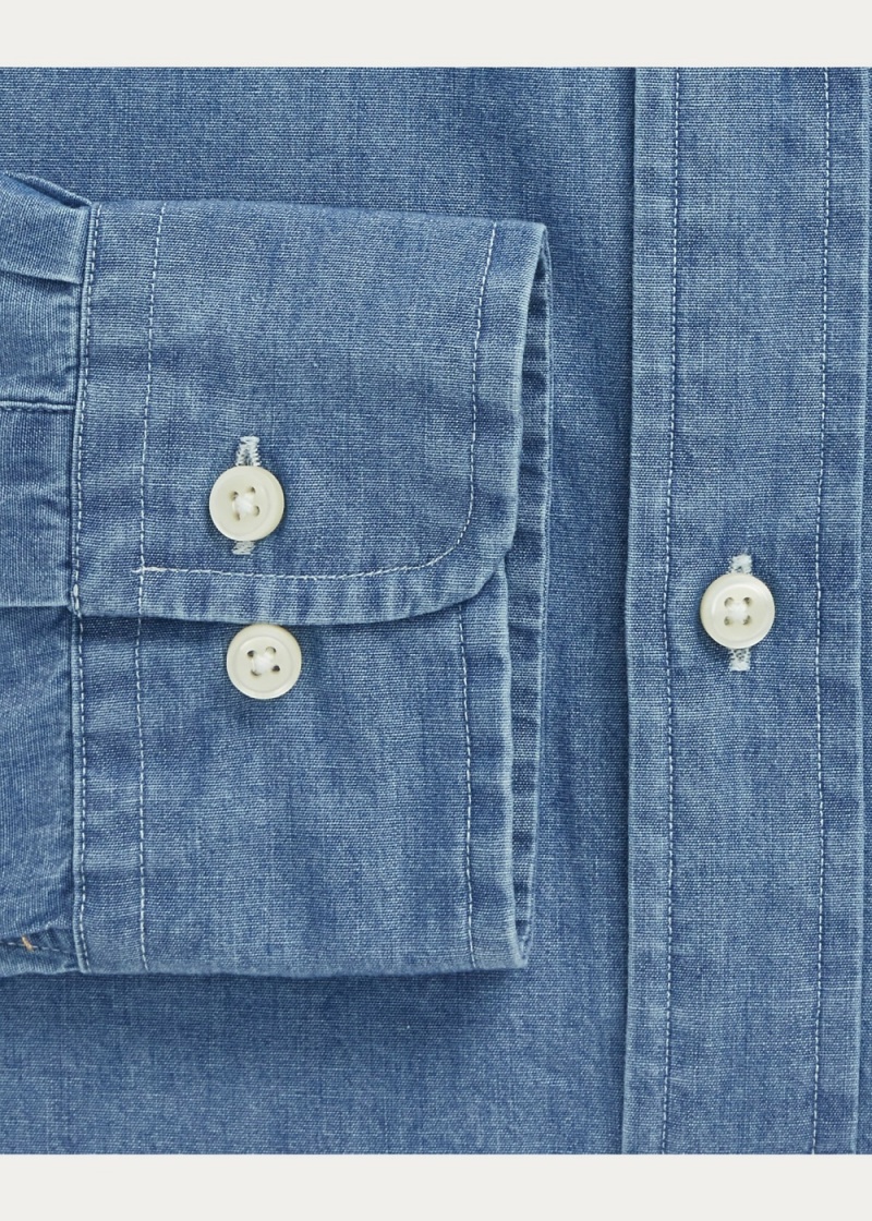 Camisas informales y Camisas Vestir Custom Fit Indigo Chambray Shirt Hombre Azules | QTEC93682 - vista 3
